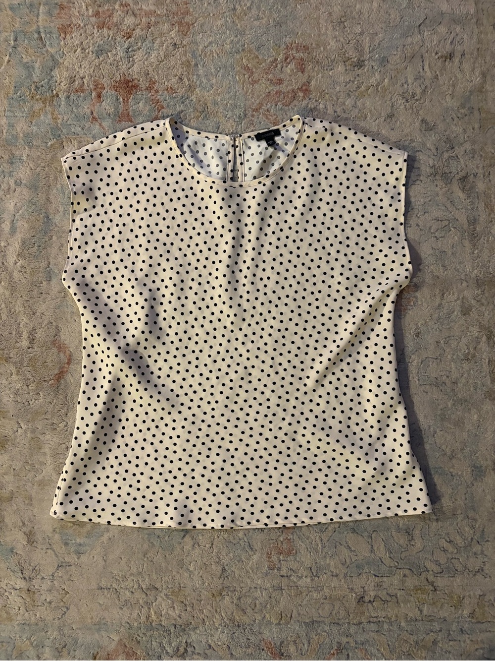 Express White Cap Sleeve Polka Dot Blouse